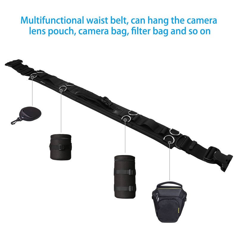 Powerextra Multifunction Outdoor Photography Adjustable Waist Strap Belt with D-rings for Hanging Tripod Lightweight Camera Bag Lens Pouch Flash Bag - Image 4